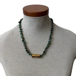 Vintage Boho Gold and Turquoise stone necklace